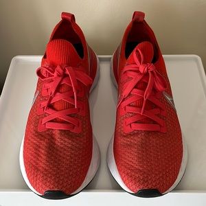 Nike react Infinity Run Flyknit Size 10 Chile Red/Silver/Red